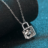 Tezzc Lock Shape Moissanite Pendant VVS1 Lab Diamond Necklace S925