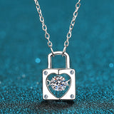 Tezzc Lock Shape Moissanite Pendant VVS1 Lab Diamond Necklace S925