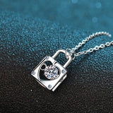 Tezzc Lock Shape Moissanite Pendant VVS1 Lab Diamond Necklace S925