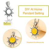 Thai 925 Silver Flower Pendant Tray Bezel Blank for 10/12/15mm Gemstone
