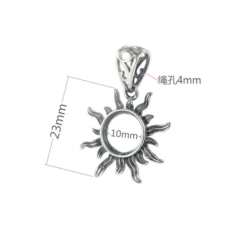Thai 925 Silver Flower Pendant Tray Bezel Blank for 10/12/15mm Gemstone