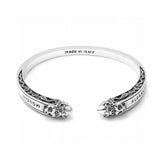 Thai Silver Bracelet Skull Snake Totem Open Hip Hop Jewelry