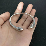 Thai Silver Bracelet Skull Snake Totem Open Hip Hop Jewelry