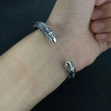 Thai Silver Bracelet Skull Snake Totem Open Hip Hop Jewelry
