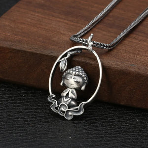 Thai Silver Buddha Pendant National Style Necklace Unisex