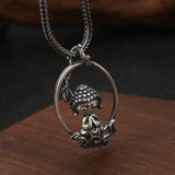 Thai Silver Buddha Pendant National Style Necklace Unisex