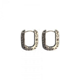Thai Silver Graffiti Hoop Earrings 925 Sterling Silver Anime Pattern Earings