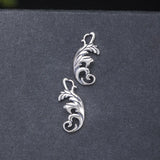 Thai Silver Leaves Stud Earrings Women 925 Sterling Silver Leaf Vintage Earings