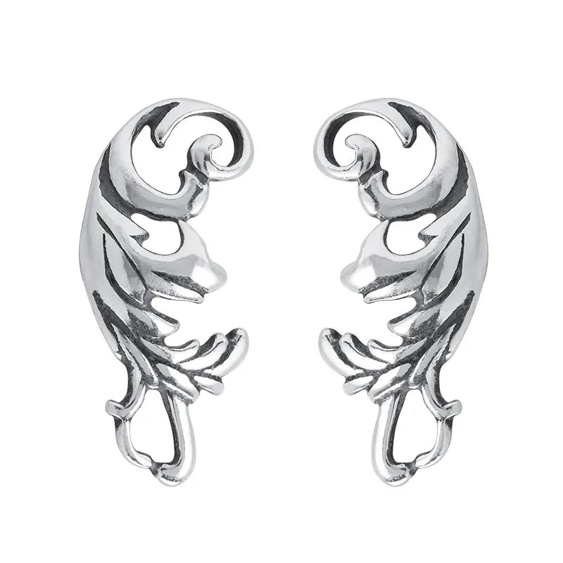 Thai Silver Leaves Stud Earrings Women 925 Sterling Silver Leaf Vintage Earings