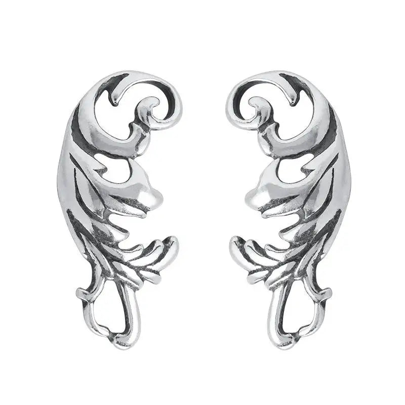 Thai Silver Leaves Stud Earrings Women 925 Sterling Silver Leaf Vintage Earings