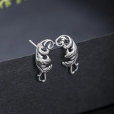Thai Silver Leaves Stud Earrings Women 925 Sterling Silver Leaf Vintage Earings