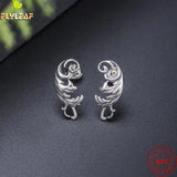 Thai Silver Leaves Stud Earrings Women 925 Sterling Silver Leaf Vintage Earings