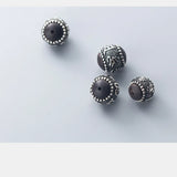 Thai Silver Om Mani Padme Hum 12mm Spacer Beads 925 Sterling Silver DIY