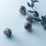 Thai Silver Om Mani Padme Hum 12mm Spacer Beads 925 Sterling Silver DIY