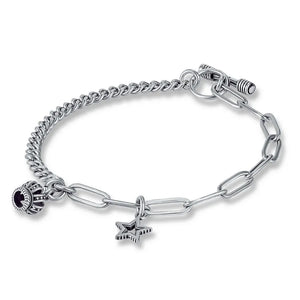 Thai Silver Retro Star Crown Women's Bracelet
