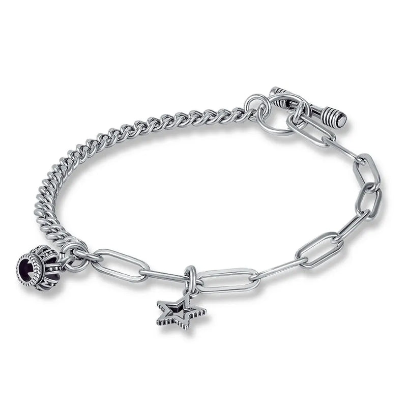 Thai Silver Retro Star Crown Women's Bracelet