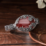 Thai Silver Oval Green Stone Crystal Bracelet 925 Sterling Silver