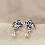 Thai Silver Women's Retro Craft Auspicious Cloud Ball Earrings