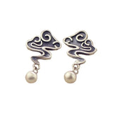 Thai Silver Women's Retro Craft Auspicious Cloud Ball Earrings