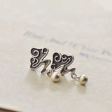 Thai Silver Women's Retro Craft Auspicious Cloud Ball Earrings