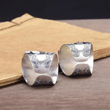 Thai Silver Peony Flower Wide Ring Adjustable Ethnic Wedding Jewelry