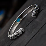 Thai Silver Rattan Bracelet Women's Hand Jewelry Flower Pattern Vintage Style
