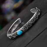 Thai Silver Rattan Bracelet Women's Hand Jewelry Flower Pattern Vintage Style