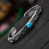 Thai Silver Rattan Bracelet Women's Hand Jewelry Flower Pattern Vintage Style