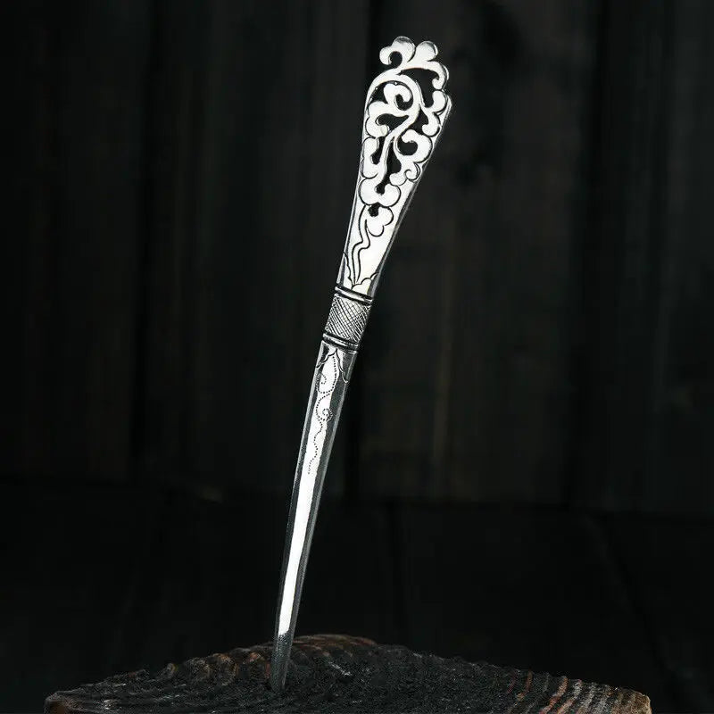 Thai Silver S925 Hollowed-Out Cloud Tiara Hairpin Ethnic Hair Jewelry