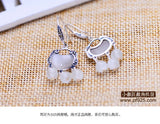 Thai Silver Opal Marcasite Earrings Retro Longevity Lock Pendant Earrings