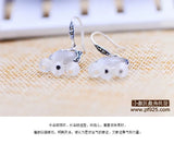 Thai Silver Opal Marcasite Earrings Retro Longevity Lock Pendant Earrings