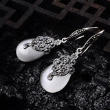 Thai Silver Opal Earrings S925 Sterling Silver Antique Drop Style
