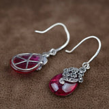 Thai Silver Opal Earrings S925 Sterling Silver Antique Drop Style