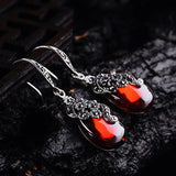 Thai Silver Opal Earrings S925 Sterling Silver Antique Drop Style