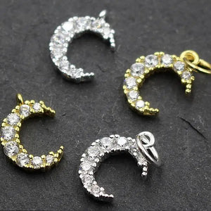 925 Silver Moon Pendant Handcrafted Sterling Silver Mini Charm DIY Jewelry