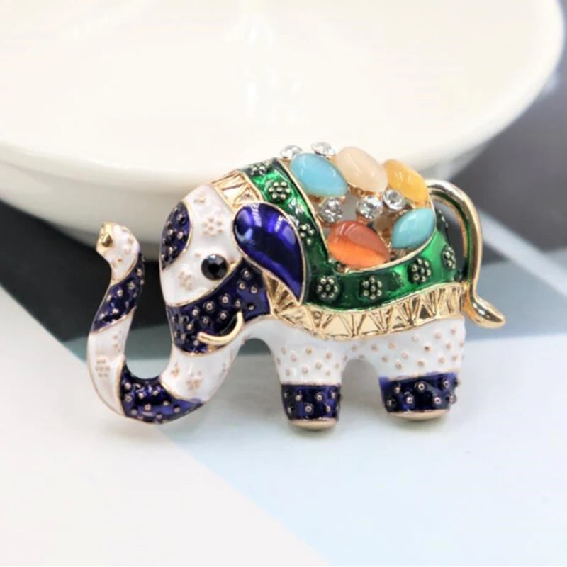 Colorful Elephant Enamel Brooch for Women