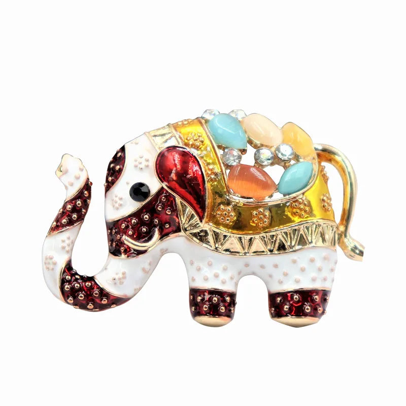 Colorful Elephant Enamel Brooch for Women