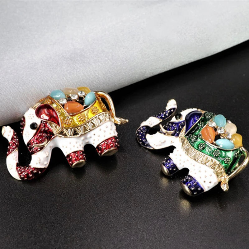 Colorful Elephant Enamel Brooch for Women