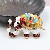 Colorful Elephant Enamel Brooch for Women