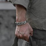 Men's Hand-woven Silver Bracelet Retro Open Bracelet