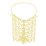 Indian Metal Hollow Flower Pearl Statement Necklace