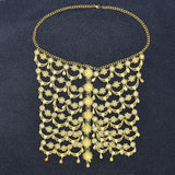 Indian Metal Hollow Flower Pearl Statement Necklace