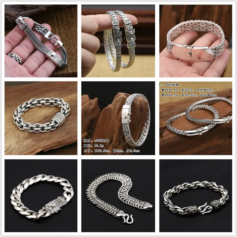 925 Silver Thai Silver Bracelet Retro Ethnic Wind