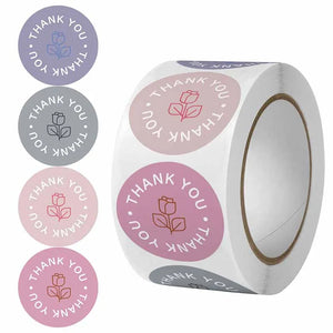500pcs Thank You Flower Round Shape Sticker