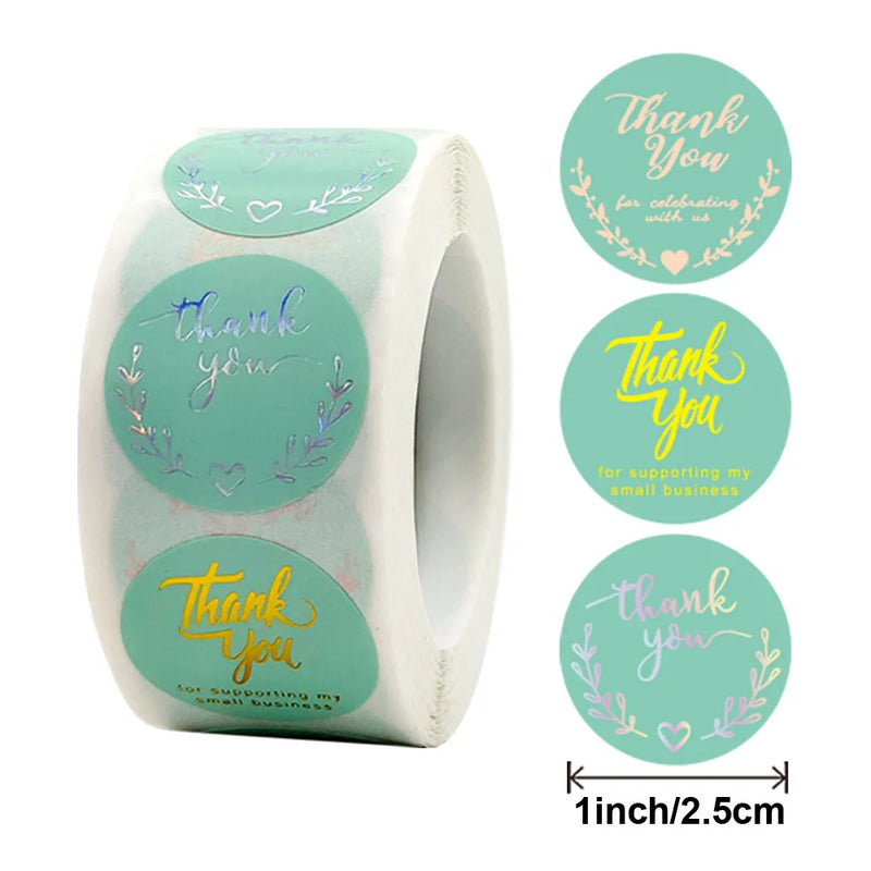 Green Round Foil Stickers Sealed Label Party Supplies