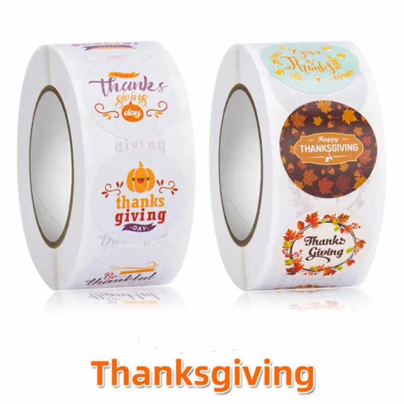 500pcs Thanksgiving Stickers Pumpkin Be Grateful Candy Seal Label Deco