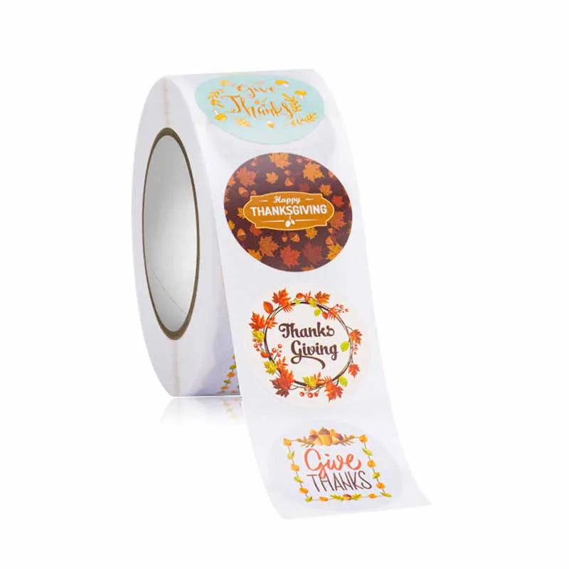 500pcs Thanksgiving Stickers Pumpkin Be Grateful Candy Seal Label Deco