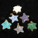 6Colors Druzy Stone Drusy Quartz Stars Necklace Pendant 4pcs/lot