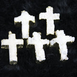 Plated Druzy Stone Drusy Quartz Cross Necklace Pendant 4pcs/lot