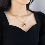 Red Flower Diamond Pendant Name Necklace Gift